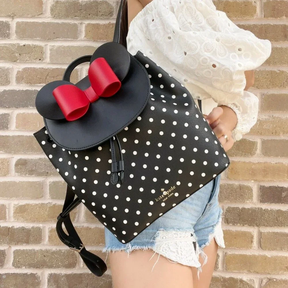 Bundle Kate Spade Drawstring Flap Backpack Black + Wallet - Picture 4 of 13